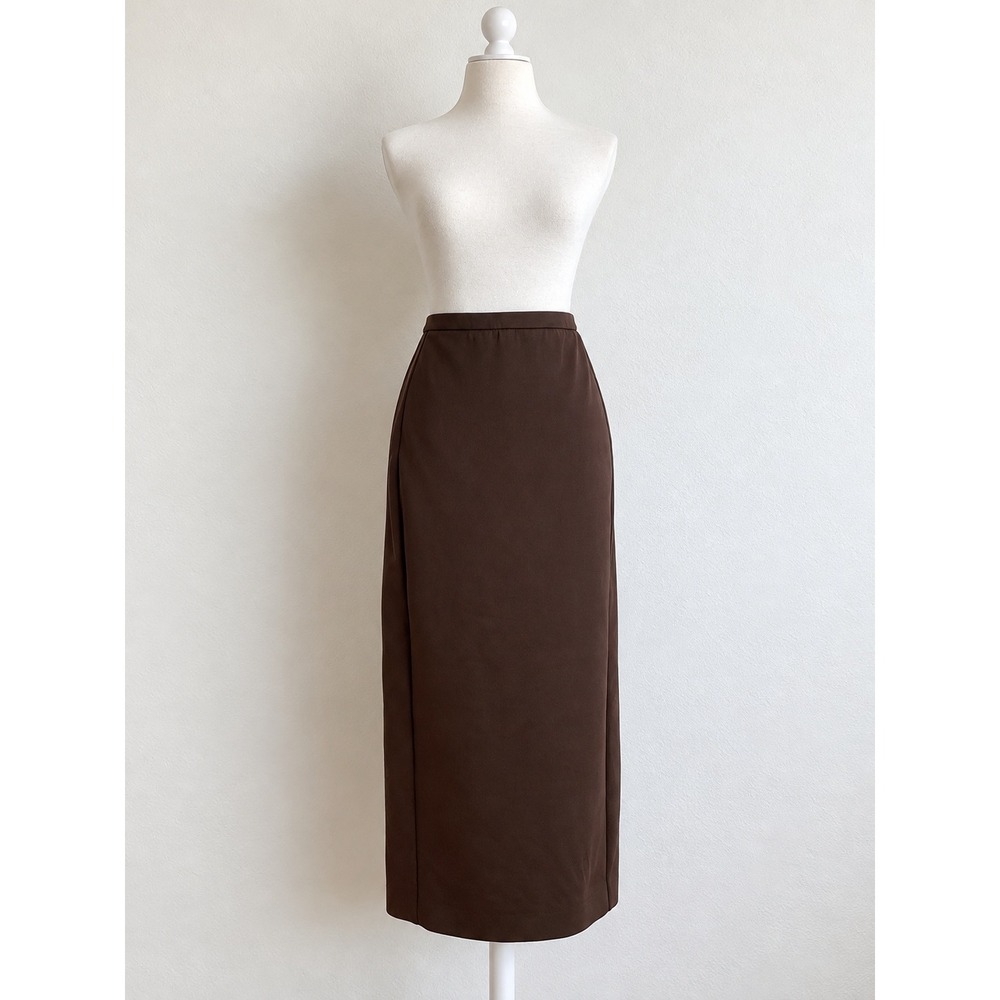 Max Mara Conero Chocolate Brown Pencil Midi Skirt 10 Minimalist Career Stretchy